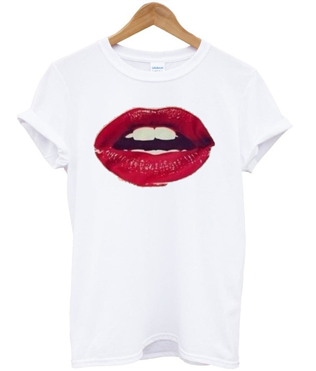 red lip print shirt